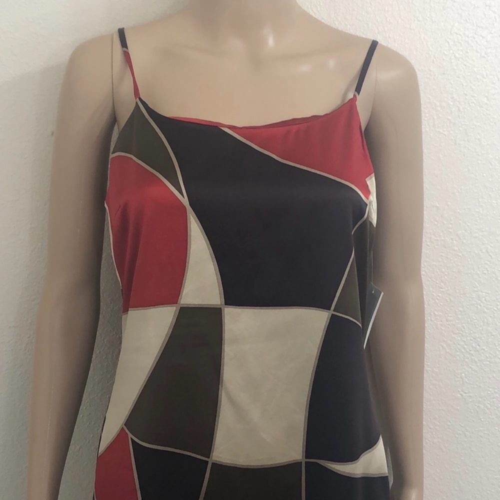 NWT Calvin Klein Cardinal Combo 100% Silk Dress - Picture 2 of 8